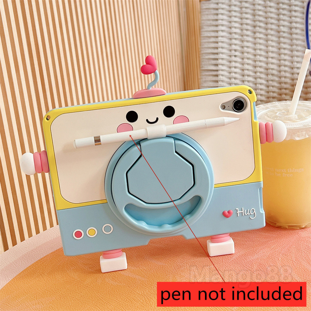 Ốp Lưng Cho iPad 11th (A16) 2025 iPad Air 11 "2025 M3 / 2024 M2 Máy Tính Bảng Keo Mềm Hoạt Hình robot Dây Xoay Đứng Trẻ Em Học Sinh Trường Hợp