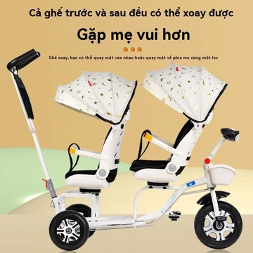 Xe Ba Bánh Trẻ Em, Xe Đẩy Song Sinh, Xe Đạp Trẻ Em. Xe Đẩy Sinh Đôi Cho Bé. Xe Đẩy Ngồi Được 2 Bé. Xe Đẩy Ngồi Và Nặm