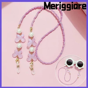 Dây đeo kính râm MERIGGIARE, Kính đọc sách có thể điều chỉnh Dây treo ngọc trai bướm, Dây xích Dây chuyền kính mắt đầy màu sắc chống trượt