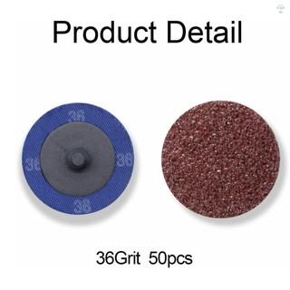 Bộ 50 2in Chà Nhám Đĩa Mài 36 Grit Nhôm Oxit Chết Máy Mài Cuộn Khóa Đĩa Rỉ Sơn Loại Bỏ Máy Xay Phụ Kiện