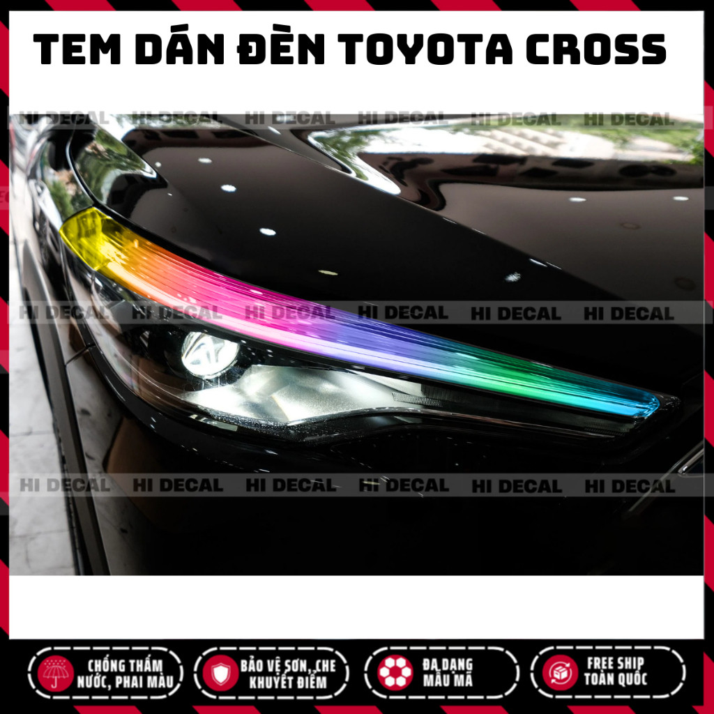 Tem dán đèn Corolla Cross form cũ, decal trang trí đèn Cross bền màu chống xước