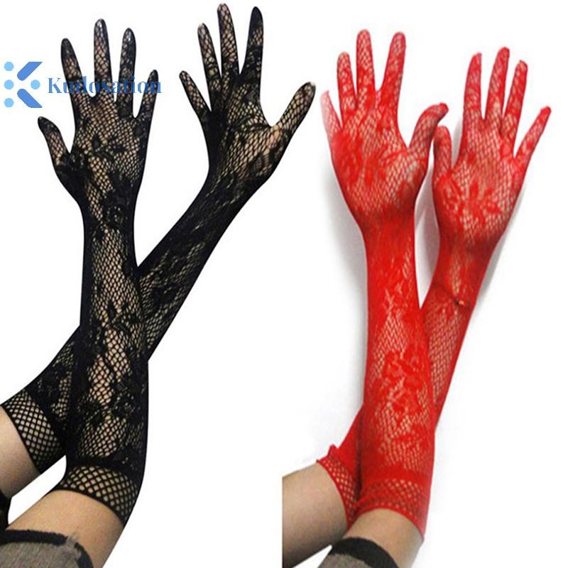 Kudosation Găng tay nghi thức thời trang mới Găng tay lưới cá dài Lưới thời trang mượt mà Phong cách hơn