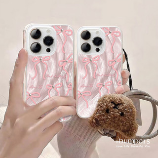 ibumpers Ốp Lưng IPhone Mơ Mộng Tinh Tế Ngọc Trai Nơ Có Dây Gấu Ốp Điện Thoại Trong Suốt Nhám Mờ TPU Mỏng Chống Sốc Chống Bẩn Cho IPhone 16 15 14 12 13 11 Pro Max IP 7 8 Plus X XS XR