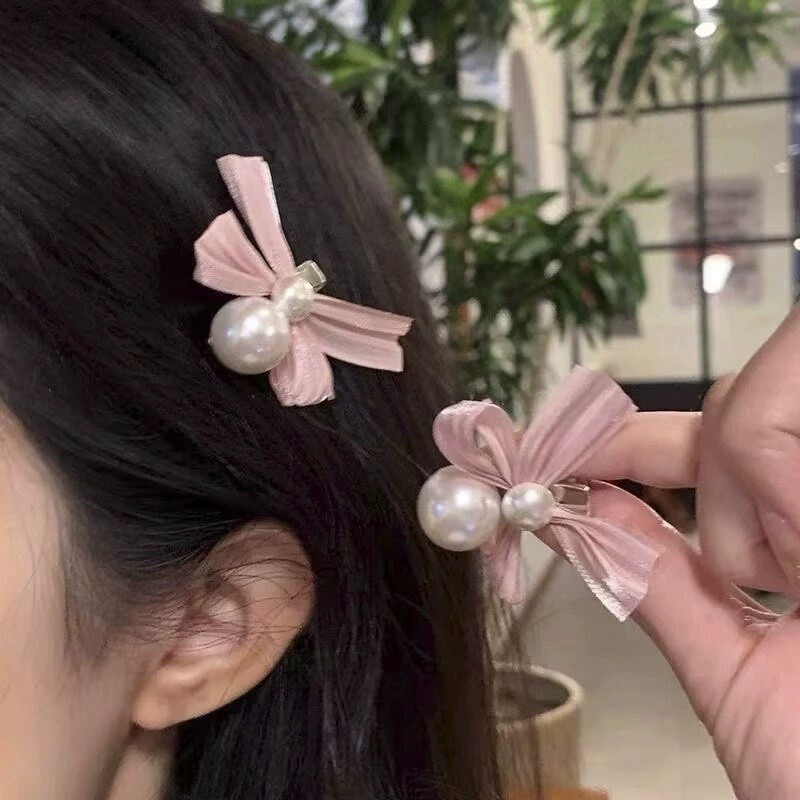 1 / 2 Chiếc Hàn Quốc Series Thời Trang Nơ Màu Hồng Ngọc Trai Tóc Cho Nữ Kẹp Bên Kẹp Tóc Cô Gái Phụ Kiện Tóc