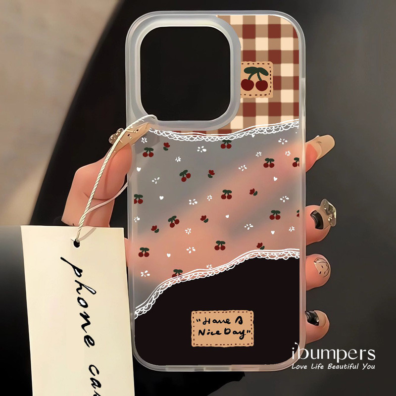 ibumpers Ốp Điện Thoại iPhone Hình Gấu Ca Rô Phong Cách Nữ Tính Với Dây Vhuyền Treo Hình Gấu Lông Tơ Ốp Lưng Trong Suốt Nhám Mờ Chống Bẩn Chống Sốc Cho IPhone 16 15 14 12 13 11 Pro Max IP 7 8 Plus X XS XR