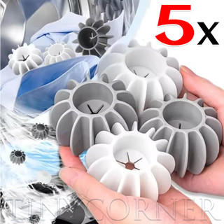5 Quả bóng giặt bằng silicon chống rối cho thú cưng, Dụng cụ làm sạch máy giặt có thể tái sử dụng với thiết kế bánh xe nước để bảo vệ quần áo (2 màu)