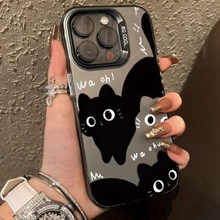 Ốp Điện Thoại Mạ Điện Mờ Cho Tecno CAMON 30S 30 POP9 Spark GO1 30C 10Pro 8c 9 6Go 10 10C 20 20C Mới Mèo Nhỏ Đen Dễ Thương Cặp Đôi IMD Cover