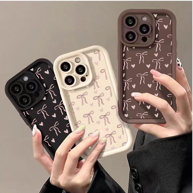 Ốp lưng hình trái tim tình yêu nơ dễ thương toàn màn hình cho Huawei Honor 200 Pro 90 Lite X7 X9 Magic 6 Pro Nova 5T 9 SE 3 11i Y61 Y9 Prime 2019 P30 Pro P40 Lite Vỏ thời trang