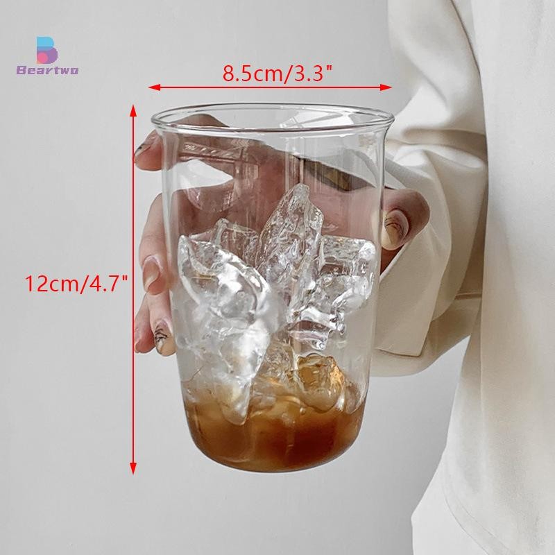 < Beartwo > Cốc cà phê Cốc Latte uốn cong Đồ uống thủy tinh gia dụng Nước ép sữa Cốc đơn giản trong suốt Chai nước thủy tinh Cốc cà phê Đẹp