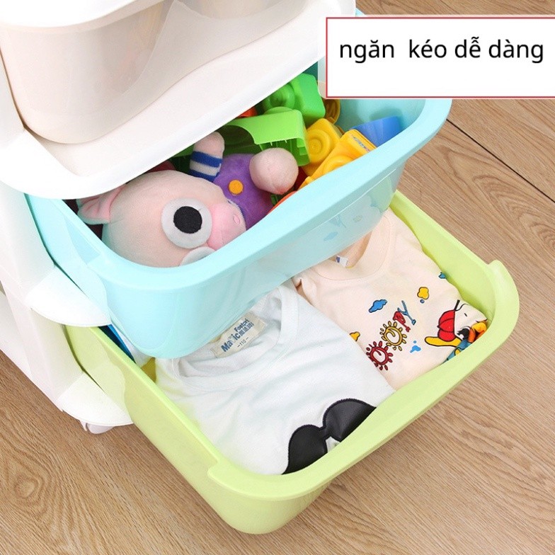 Tủ nhựa lắp ghép AMIZIN Tủ nhựa quần áo trẻ em ngăn kéo 5 tầng có bánh xe dễ dàng di chuyển Babee