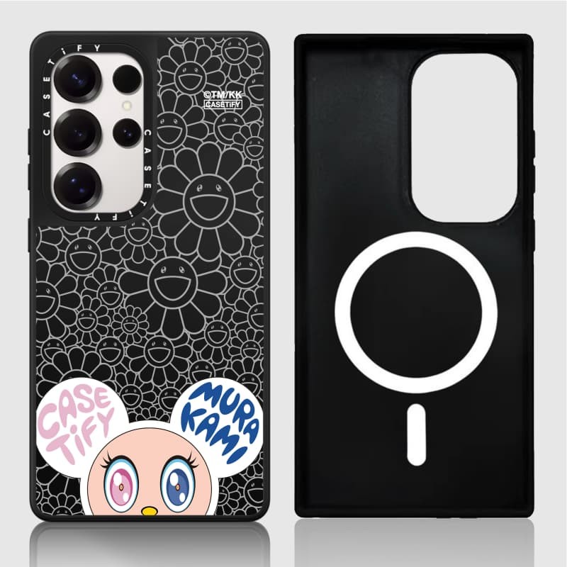 Takashi MURAKAMI x CASETiFY: MR. Ốp lưng cứng DOB Matte Black & Sliver Mirror hút từ tính Samsung Galaxy S23 S24 S25 Ultra Plus có hộp khắc logo