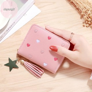 Deyangk Ví Nữ Nhỏ Ngắn Ví Bé Gái Dễ Thương Dây Kéo Da Đồng Xu Ví Nữ Tay Ví Ví VN