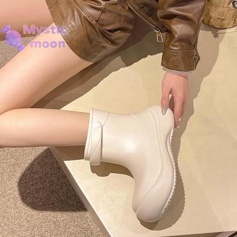 [Mystic] Giày đi mưa dài vừa phải dành cho nữ Giày đi mưa đế dày thời trang ngoài trời dành cho nữ Giày đi mưa đế dày chống trượt dành cho người lớn Giày đi mưa đế mềm chống mài mòn [Mới]