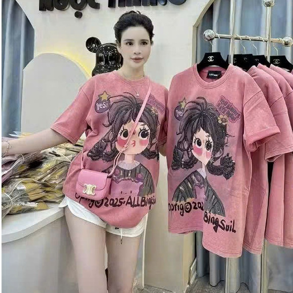 Áo Thun Cô Gái Tết Tóc Kim Sa Hello KCloset Áo Phông Cotton Dày Dặn Dáng Rộng Nam Nữ NA120