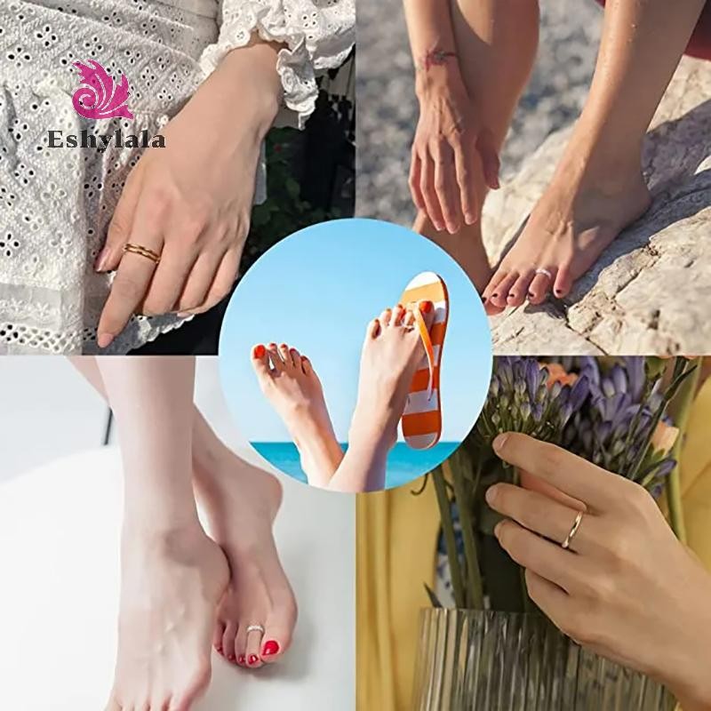 Eshylala Nhẫn Ngón Chân Vàng 18K Có Thể Điều Chỉnh Cho Nữ Đi Biển Mở Ngón Chân Nhẫn Hoa Mũi Tên Đuôi Pinky Ban Nhạc Nhẫn Chân Trần Trang Sức [MỚI]