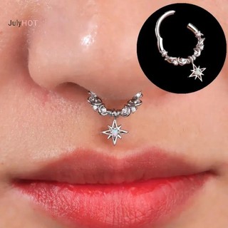 JULYHOT Thời Trang Pha Lê Thép Không Gỉ Septum Hoop Clickers Mũi Nhẫn Nữ Tragus Sụn Xoắn Xuyên Vòng Bông Tai Trang Sức Massivedeals