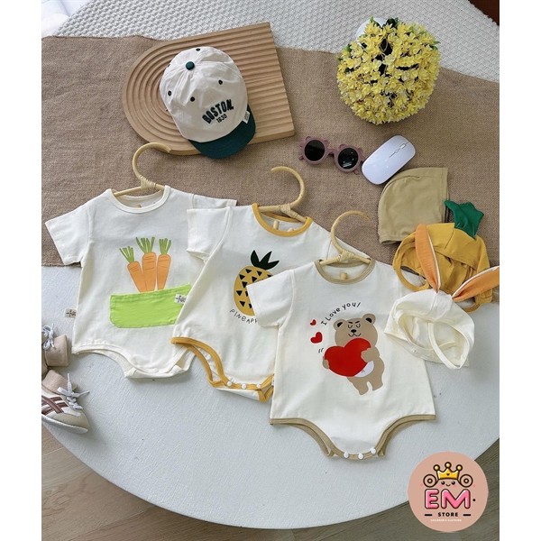 Set Body kèm mũ đáng yêu cho bé trai bé gái Size 4-12kg