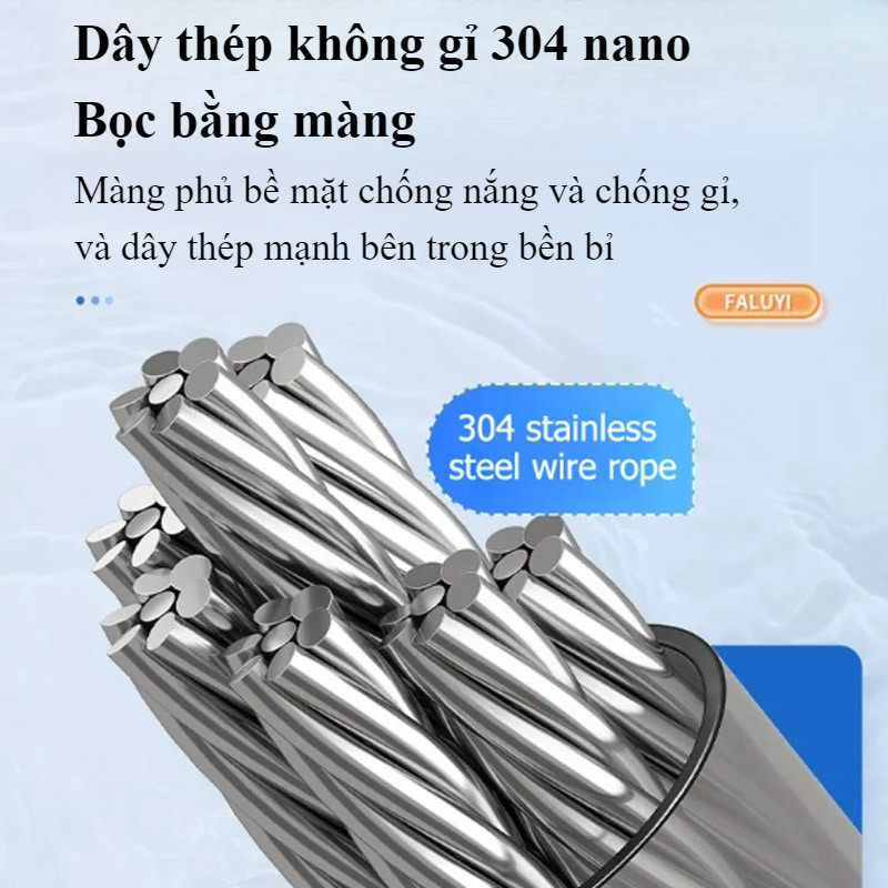 Dây phơi quần áo dây rút vô hình 4.2m,chất liệu nhôm hàng không cao cấp dàn dặn, chống gỉ sét