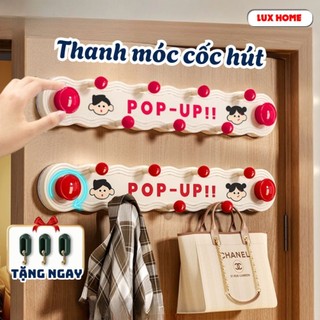 Thanh móc treo cốc hút Luxhome họa tiết dễ thương, Móc hút chân không pop up treo đồ nhà tắm, đồ bếp