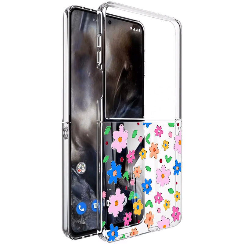 Hoa Họa Tiết Trong Suốt Vỏ Điện Thoại Cho Samsung Galaxy Z Flip 7 Flip 6 Flip 5 Flip 4 Flip 3 5G Cứng PC Gấp Dành Cho Samsung Z Flip 7 6 5 4 3