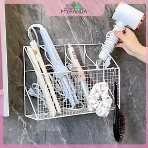 MYPANDA Giá đỡ máy sấy tóc treo tường Giá đỡ sắt uốn Dụng cụ tạo kiểu tóc có móc kệ Giá lưu trữ đa chức năng.