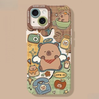 Ốp điện thoại sơn thời trang Capybara Retro cho iPhone16 / 15 / 14 / 13 / MINI / 12 / 11 / Pro MAX / X / XS / XR / 7 / 8 / 6 Vỏ bảo vệ toàn diện bằng silicon lỏng chống sốc và chống rơi