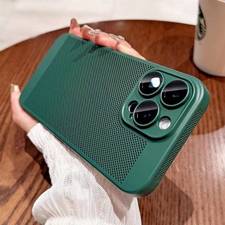 Ốp Điện Thoại Siêu Mỏng PC Cứng Lưới Thoáng Khí Tản Nhiệt Ốp Lưng Cho iPhone 16 15 14 13 12 11 Pro Max 14 15 16 Plus