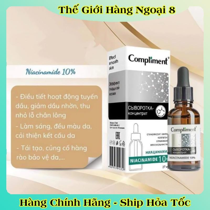[VỎ TRẮNG DATE MỚI] Serum Compliment 10% Niacinamide kiềm dầu, ngừa mụn, mờ thâm 27ml của Nga