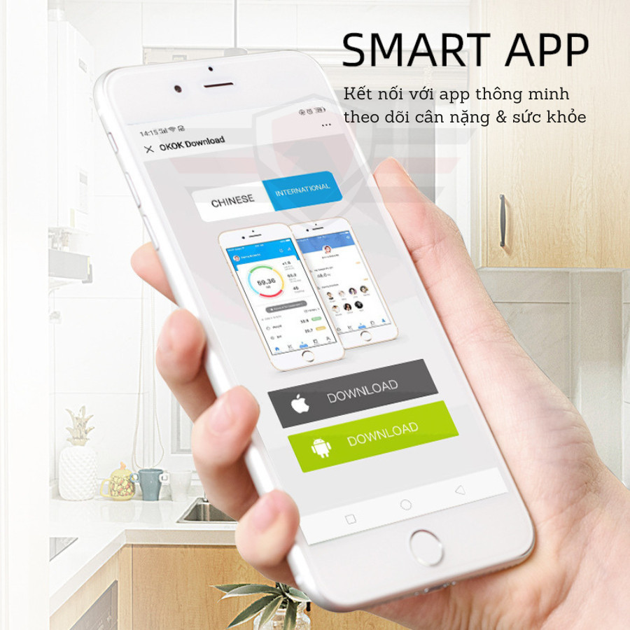 Ảnh Cân điện tử, cân điện tử sức khỏe kết nối bluetooth phân tích chỉ số cơ thể, đo lường thông minh 1