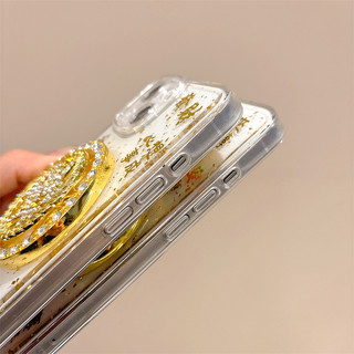 Ốp điện thoại thời trang lấp lánh lá vàng Fortune Spinner cho iPhone 16 15 14 13 12 11 Pro Max