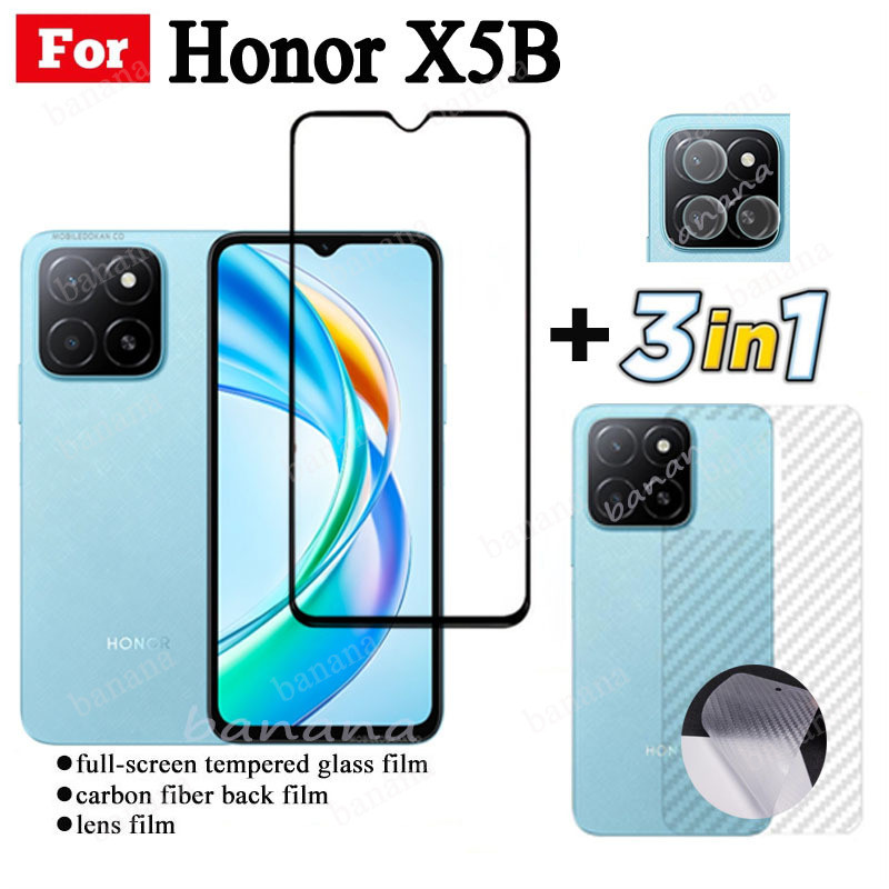 Phim Kính Cường Lực 3 TRONG 1 Honor X5B Cho Honor X7C X7B X6B X8B Kính Bảo Vệ Màn Hình Toàn Bộ + Phim Ống Kính Máy Ảnh + Phim Mặt Sau