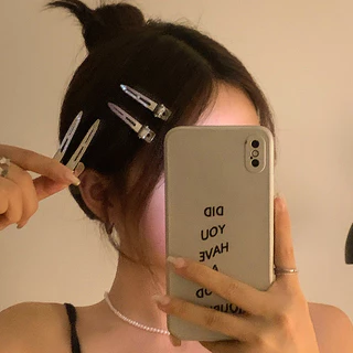 Kim Loại Nổ Trang Điểm Tạo Kiểu Kẹp Nữ Đơn Giản Bạc Kim Loại Mỏ Vịt Kẹp Phụ Kiện Tóc Thời Trang