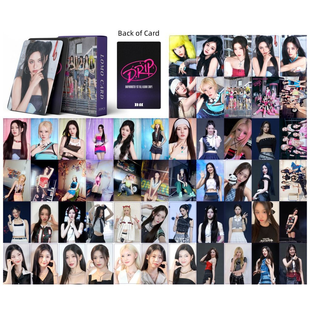 50-124 chiếc BM DRIP Thẻ Lomo ba chiều như thế BABYMONS7ER Photocards MONSTIEZ AHYEON ASA CHIQUITA PHARITA RAMI RORA RUKA Bưu thiếp Laser YM