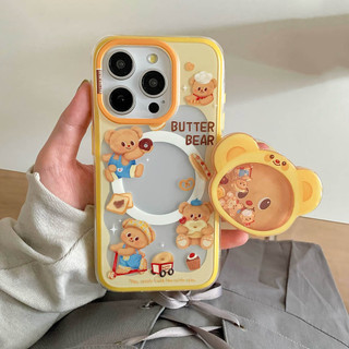 Ốp Lưng Cứng Tương Thích Với iPhone 13 13Pro 13ProMax 14 14Pro 14ProMax 15 15Pro 15ProMax 16 16Pro 16ProMax 17 17Pro 17ProMax Ốp Nam Châm Họa Tiết Gấu Bơ