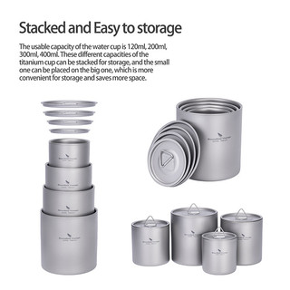 Boundless Voyage Titan Đôi Tường Ly Có Nắp Có Thể Xếp Chồng Trà Kim Loại Cà Phê Cốc Uống Ngoài Trời Di Động Drinkware