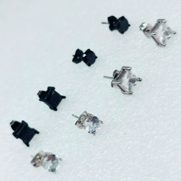 Bông tai Zircon thời trang Nam Nữ Hình học Bông tai đơn giản