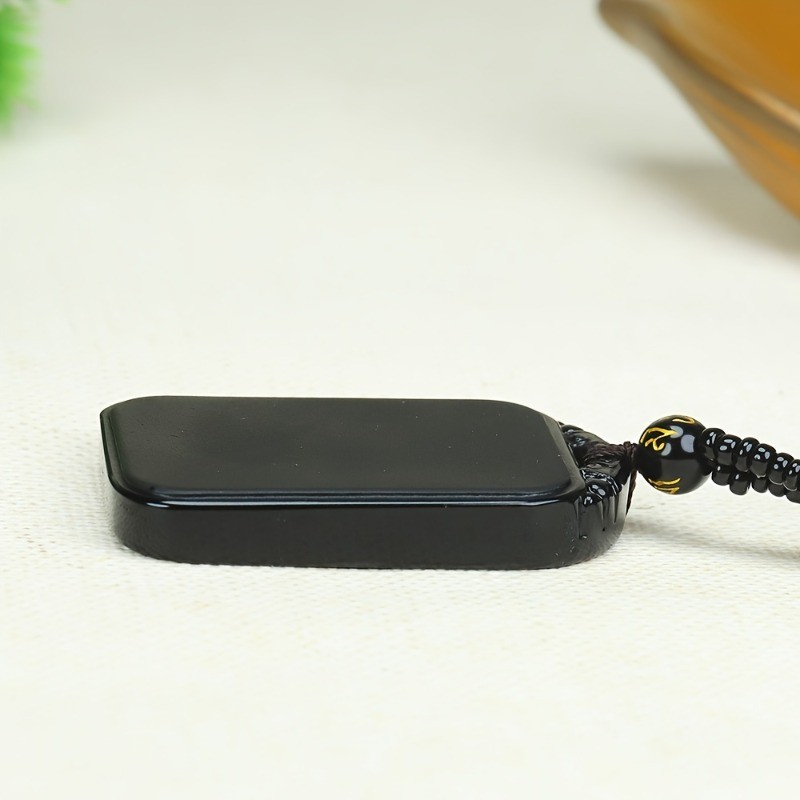 Dây chuyền mặt obsidian thời trang nam nữ, phong cách đơn giản, không kèm thẻ