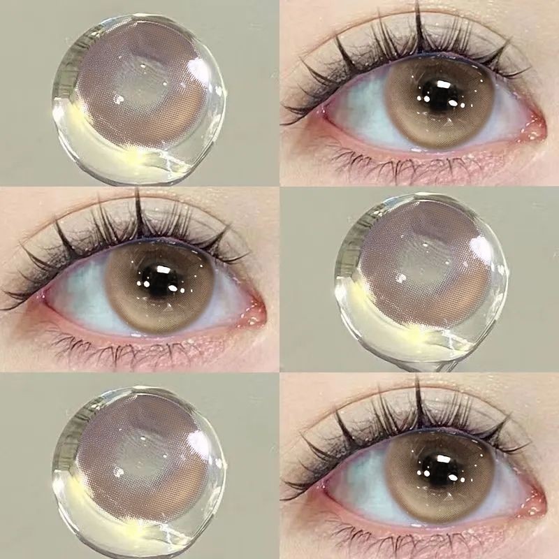 [0.00--6.00] Kính áp tròng Set 2 chiếc Ống kính áp tròng màu xám 14,5mm một năm 0,00---6,00 độ 1105