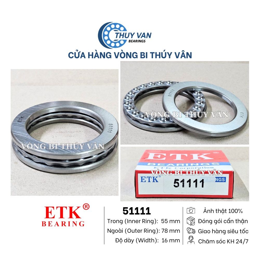 Vòng bi bạc đạn chà, tỳ, đẩy, chặn trục hạt tròn 51111 51113 51115 hãng ...