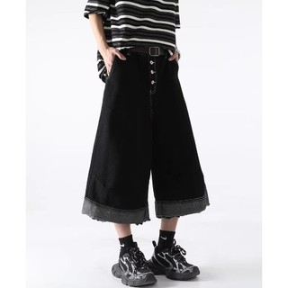 Gksss Quần short denim nam đường phố cao cấp Mỹ phong cách trung tính chất lượng cao phong cách rung cảm thiết kế viền thô