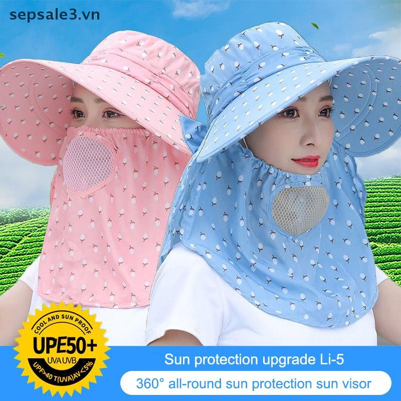 # Sepsale # Mũ chống nắng nữ mùa hè che mặt Mũ chống nắng thoáng khí Mũ mùa hè phù hợp với vành lớn Chống tia cực tím đi xe đạp Sunhat.