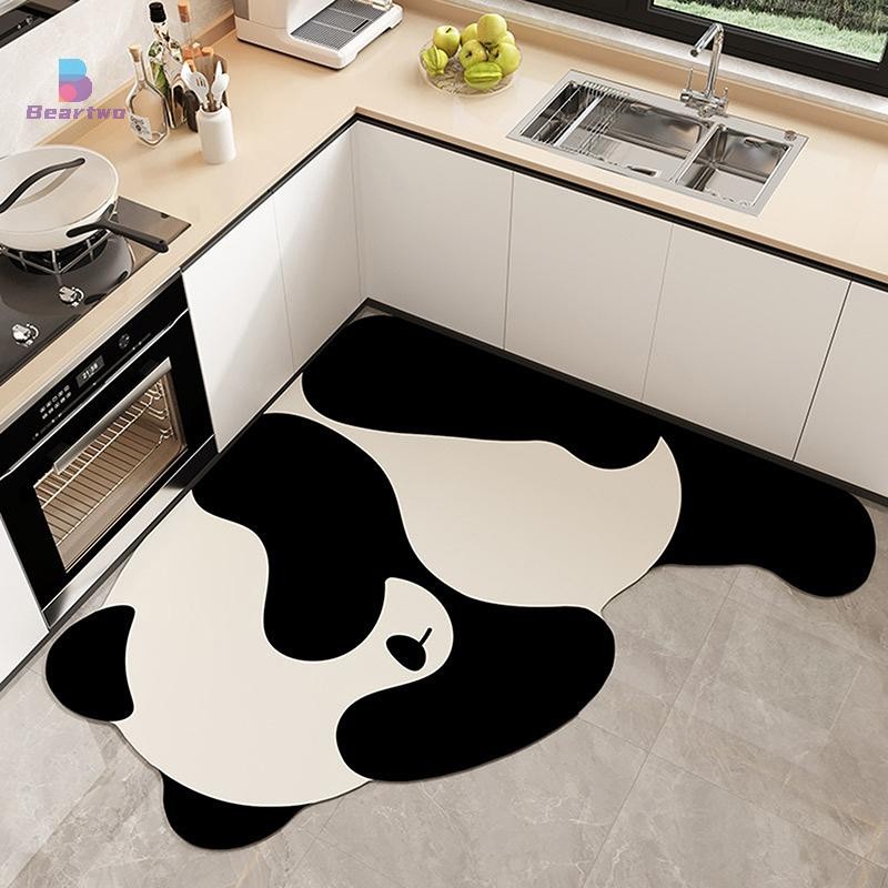 < Beartwo > Thảm trải sàn nhà bếp thấm hút hình chữ L Thảm nhà bếp dài Diatomite Thảm mềm có thể giặt được Thảm lót cửa phòng tắm màu trơn Đẹp