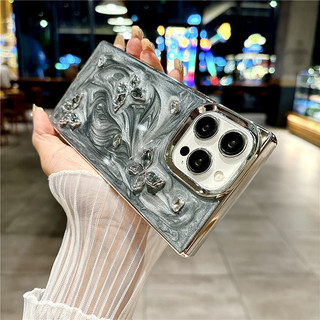 Ốp vuông cho iPhone 16 15 14 13 11 12 Pro Max, thời trang sang trọng, mạ điện, keo giọt, bướm, chống sốc