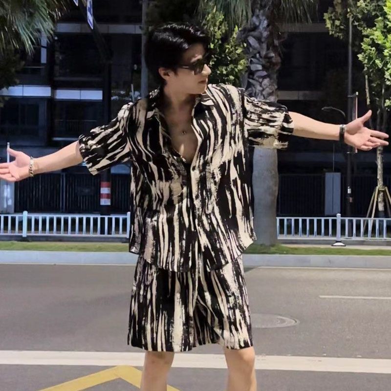 Bộ Đồ Đi Biển Nam Mùa Hè Thường Ngày Sanya Du Lịch Mặc Quần Áo Đi Biển Kỳ Nghỉ Quần Áo Nam Size Lớn Áo Sơ Mi Hoa Tay Ngắn