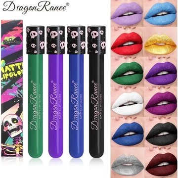 12 Màu Halloween Son Bóng Trang Điểm Đen Xanh Tím Son Môi Giáng Sinh Tint Dưỡng Ẩm Chống Thấm Nước Mờ Son Môi Sắc Tố