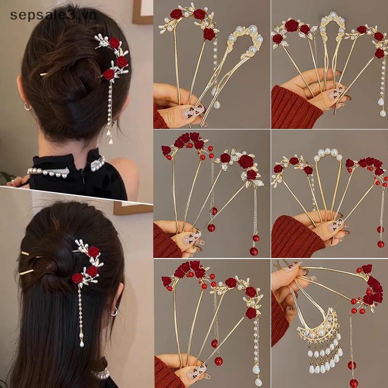 # sepsale # Kẹp Tóc Hoa Hồng Retro Cho Nữ Phong Cách Trung Hoa sel Kẹp Tóc Kẹp Tóc Hoa Handmade Kẹp Tóc Mũ Ngày Lễ Tình Nhân.