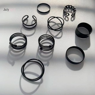 JULYHOT 3 / 6 Chiếc Vintage Nhẫn Đen Bộ Dành Cho Nữ Cô Gái Punk Kim Loại Hình Học Đơn Giản Massivedeals