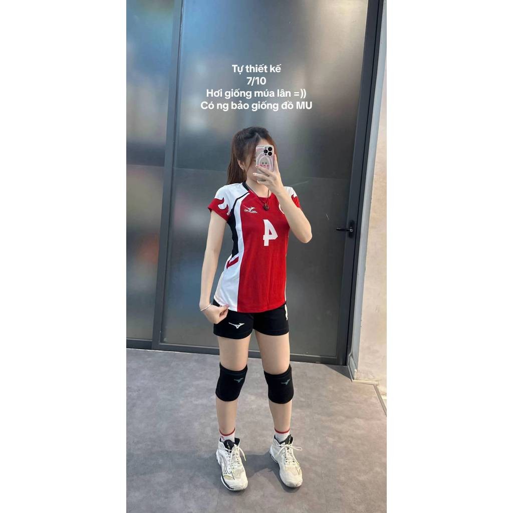 Bộ Quần Áo Bóng Chuyền Nam Nữ Đỏ , Đồ Bóng Chuyền Áo Thể Thao Co Giãn Tốt, Thoáng Mát Có in Tên