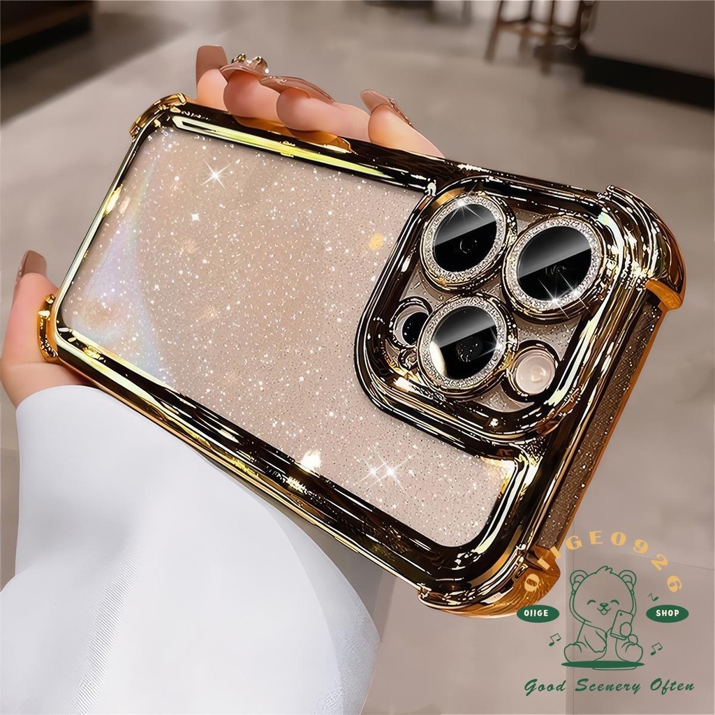 Mạ chống rơi túi khí lấp lánh Vỏ điện thoại iphone16 Pro Max 15 14 13 12 11 vỏ cho vỏ iPhone Vỏ mềm silicon TPU chống sốc