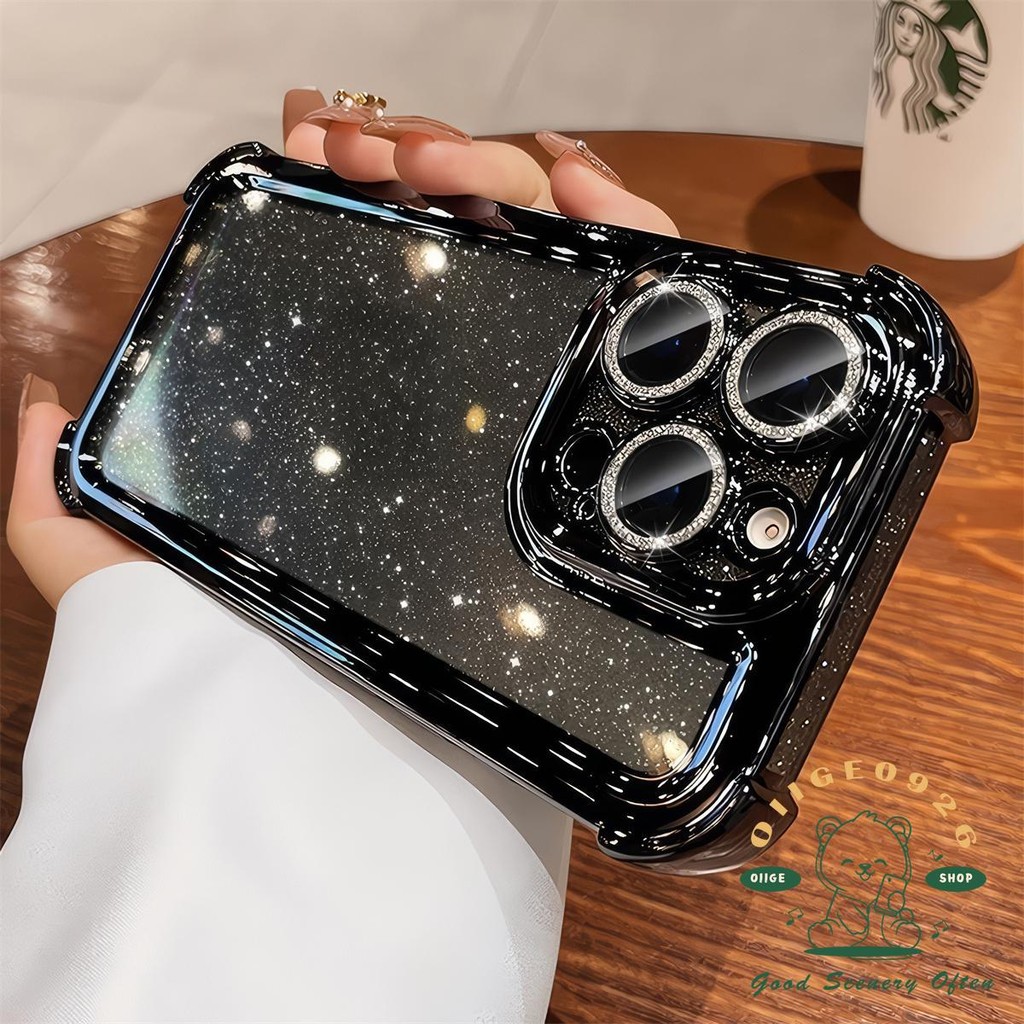 Mạ chống rơi túi khí lấp lánh Vỏ điện thoại iphone16 Pro Max 15 14 13 12 11 vỏ cho vỏ iPhone Vỏ mềm silicon TPU chống sốc